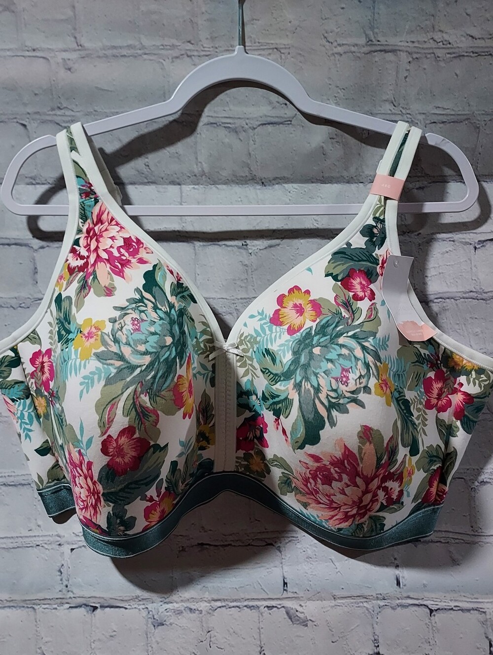 Cacique Bra 46G Lightly Lined Floral Wireless Back Closure New Imperfections